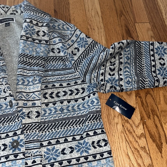 CLUB ROOM Classic-Fit Fair Isle Cardigan Fleece Sweater Mens Large nwt - Picture 7 of 13